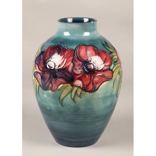 2 - Moorcroft pottery vase in the anemone pattern, 28cm high.