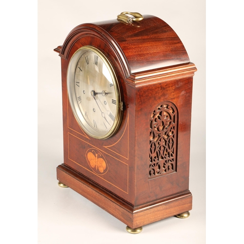 282 - 19th century mahogany inlaid bracket clock, 48.5cm high.