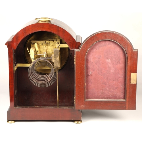 282 - 19th century mahogany inlaid bracket clock, 48.5cm high.