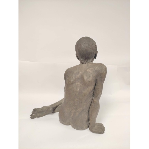 377 - Contemporary School.Large plaster figure modelled as a nude boy, approximately 65cm high.... 