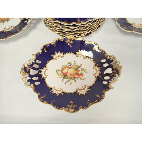 308 - 19th century English porcelain dessert service with signature retailers mark to underside for John A... 