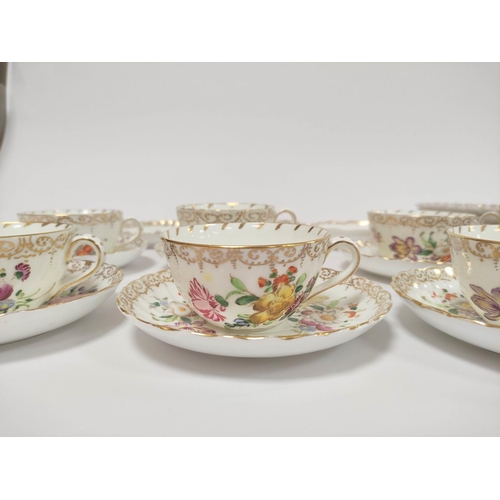 314 - Collection of Dresden hand painted porcelain floral sprays tea and coffee wares, to include four mat... 