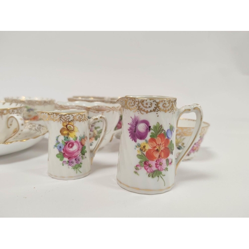 314 - Collection of Dresden hand painted porcelain floral sprays tea and coffee wares, to include four mat... 