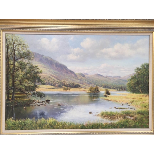 224 - Paul Harley.Rydal Water.Oil on canvas.Signed and dated 2001.49cm x 74.5cm.... 