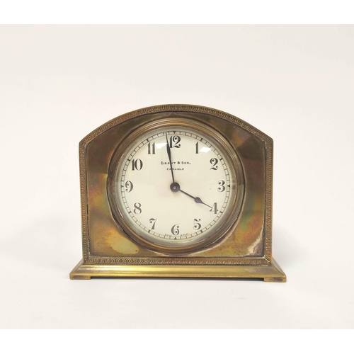 183 - Early 20th century brass mantel clock by Buren, to the dial Grant & Son, Carlisle, 13cm high, 15... 