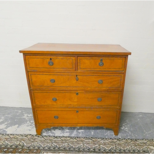 461 - 19th century inlaid satinwood chest of drawers with two small drawers over three graduated drawers, ... 