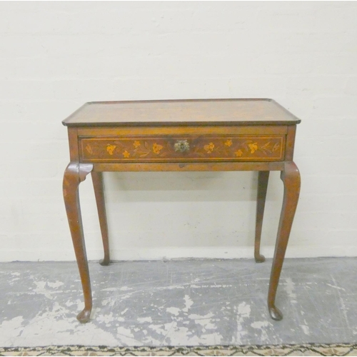 462 - Dutch marquetry inlaid writing table circa late 18th early 19th century, with shaped tray top above ... 