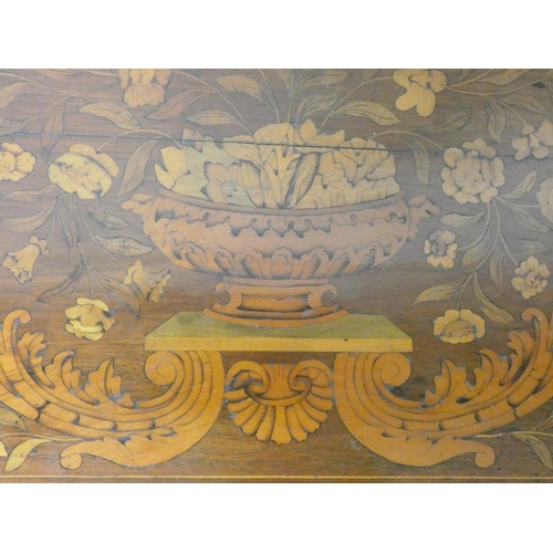 462 - Dutch marquetry inlaid writing table circa late 18th early 19th century, with shaped tray top above ... 