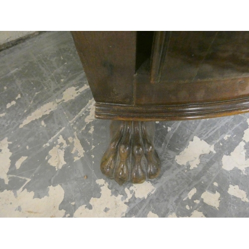 468 - 19th century Irish style mahogany corner wash stand, with three quarter gallery back with circular a... 