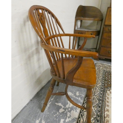 477 - Victorian style yew and elm Windsor chair with hoop frame and spindle supports on turned legs with a... 