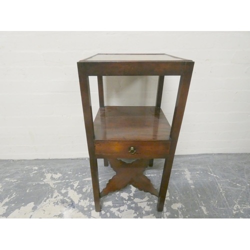 479 - 19th century mahogany wash stand of square form and of small proportions with open aperture and sing... 