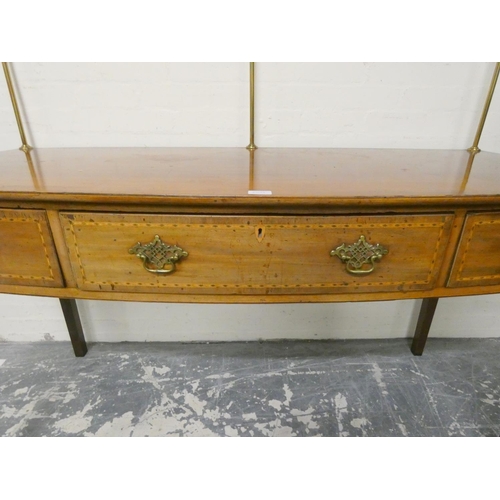 483 - 19th century George III style inlaid mahogany serving table with brass gallery rail and large centra... 