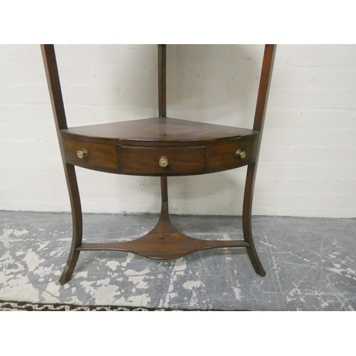 486 - 19th century mahogany bow-front corner wash stand with half gallery top above drawer with drawer fac... 