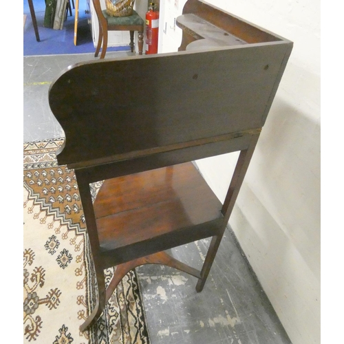 486 - 19th century mahogany bow-front corner wash stand with half gallery top above drawer with drawer fac... 