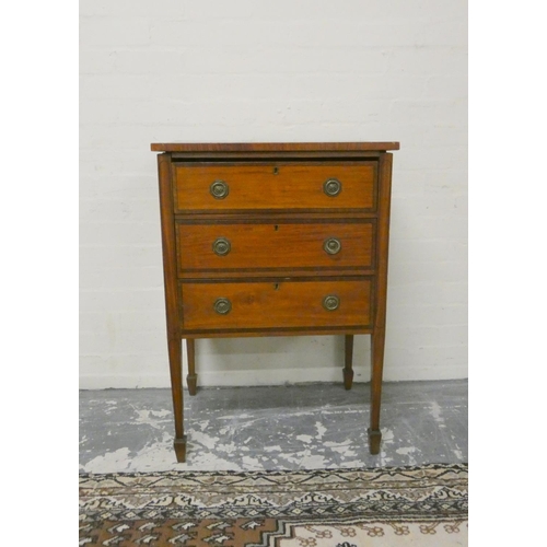 494 - Edwardian satinwood chest of drawers in the Regency style with three drawers on tapered square suppo... 