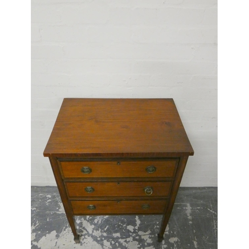 494 - Edwardian satinwood chest of drawers in the Regency style with three drawers on tapered square suppo... 