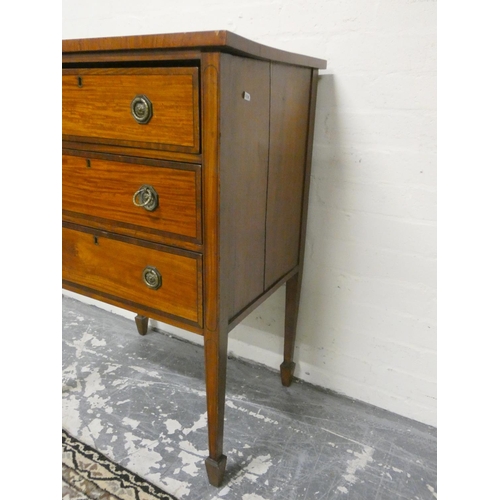 494 - Edwardian satinwood chest of drawers in the Regency style with three drawers on tapered square suppo... 