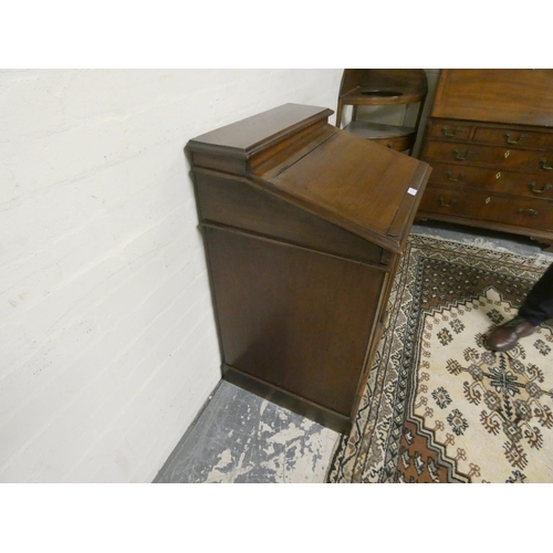 498 - Victorian mahogany clerks desk with hinged stationary top above hinged flap and door, 95cm high, 60c... 