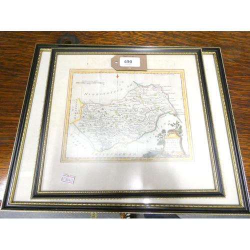 490 - A T. Kitchin, New Map of Berwick Shire. Hand col. eng. antique map in Hogarth frame; also T. Kitchin... 