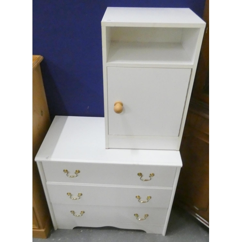 494 - Modern white bedside cupboard.