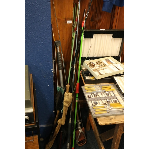 101 - Fishing rods to include a Shakespeare Radial Carbon 172A-300, a Minor Match 395-300, a Shakespeare A... 