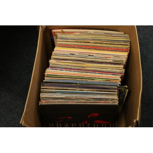 126 - Box containing LP records to include Roachford, Rod Stewart, Carly Simon, Donna Summer, Leo Sayer, N... 