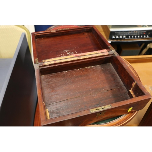 141 - Antique mahogany hinge-top writing slope box (no fittings).