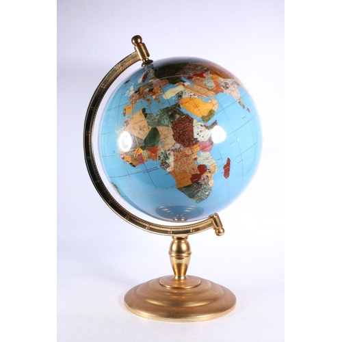 227 - Hardstone and gemstone inlaid globe, 55cm high.