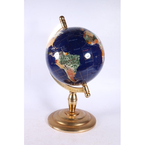 227A - Hardstone and gemstone inlaid globe, 42cm.