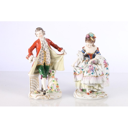 280 - Pair of late 19th century Vienna porcelain figures, beehive mark to base.