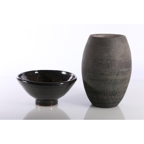 288 - Glazed Studio Pottery bowl and a raku Studio Pottery vase.