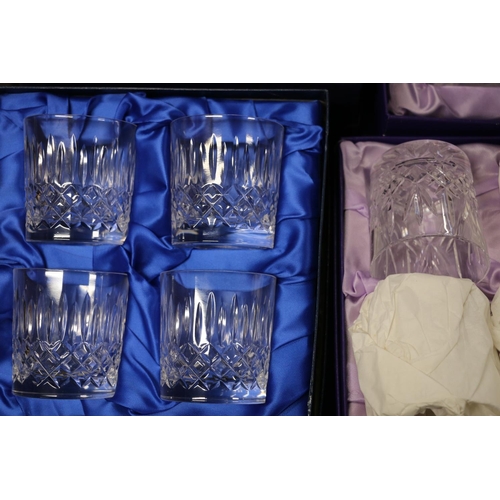 41 - Edinburgh Crystal to include three sets of tumblers and a decanter, boxed.