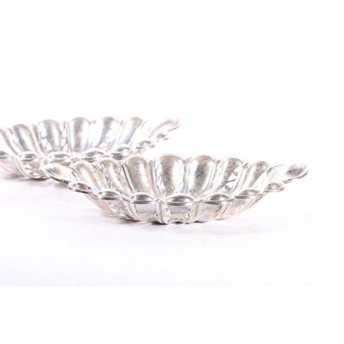 584 - Pair of Victorian silver bon bon dishes of oval form with lobed and pierced decoration, Joseph Rodge... 