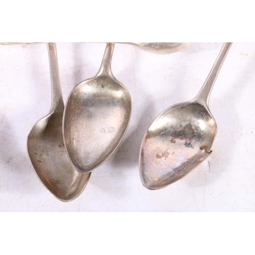 588 - Set of nine early 19thC Scottish silver teaspoons, no date marks, various makers such as Alexander H... 