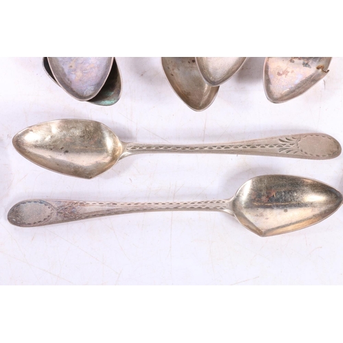 588 - Set of nine early 19thC Scottish silver teaspoons, no date marks, various makers such as Alexander H... 