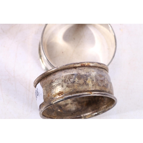 590 - Scottish style silver napkin ring set with central citrine coloured stone within pierced thistle dec... 