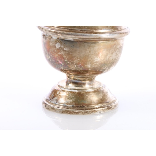 602 - Hallmarked silver sugar caster together with a small silver mustard pot with blue glass liner, silve... 