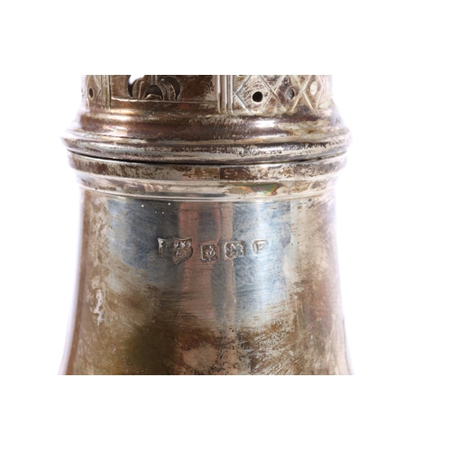 602 - Hallmarked silver sugar caster together with a small silver mustard pot with blue glass liner, silve... 