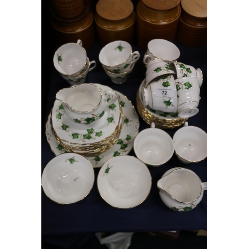 72 - Colclough bone china ivy pattern teaset.