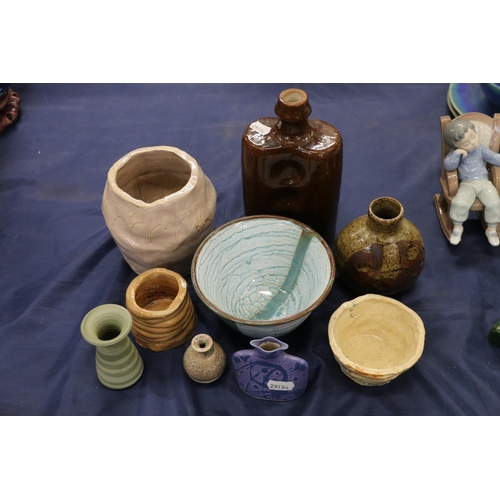 79 - Studio Pottery to include flasks, bowls, vases, etc.