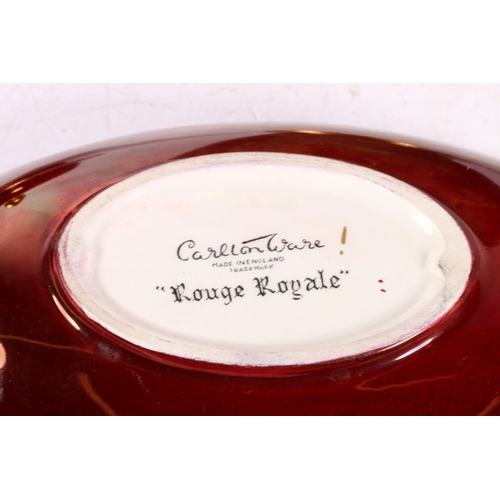 80 - Carlton Ware Rouge Royale to include a jar and cover, a Spider Web bowl, and two leaf shaped bowls.