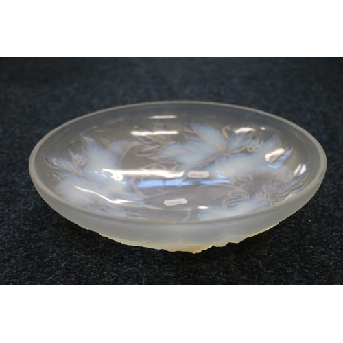 86 - 1930s Julienne of France opalescent glass bowl decorated with leaves and fruit, 30.5cm diameter.