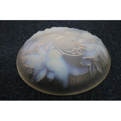 86 - 1930s Julienne of France opalescent glass bowl decorated with leaves and fruit, 30.5cm diameter.