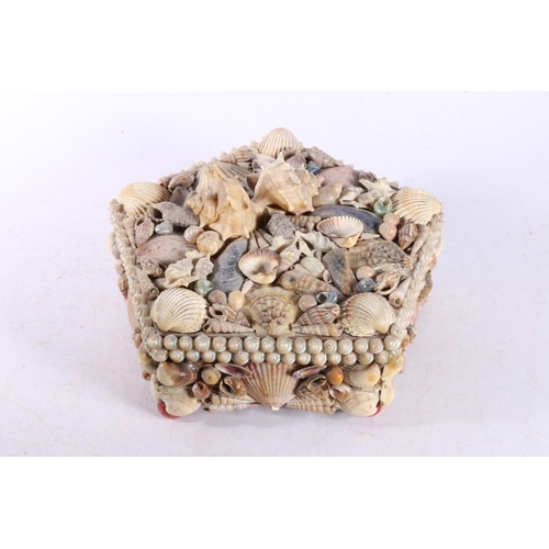 89 - Jewellery casket formed from seashells.