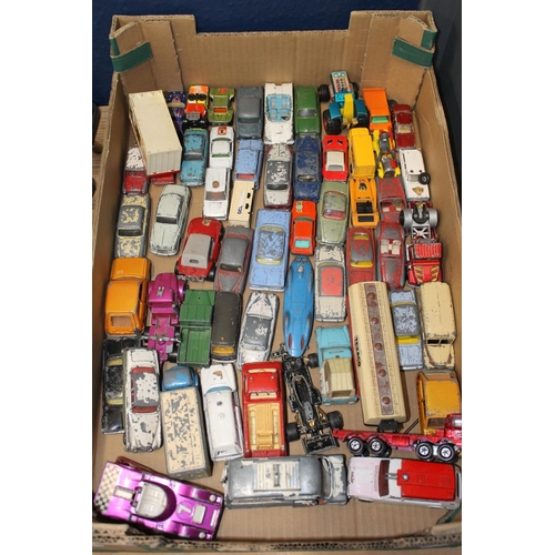 208 - Box containing playworn die-cast model vehicles.