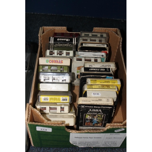 214 - Box containing 8-track cassettes.