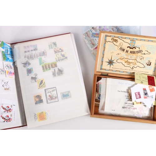 485 - Stamp collection of mostly 20th century used stamps to include a burgundy covered stock book, a Jama... 