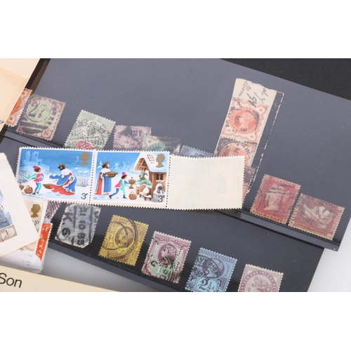 488 - Stamp collection held in one W H Smith and Son album and loose to include GREAT BRITAIN GB QV1d red ... 