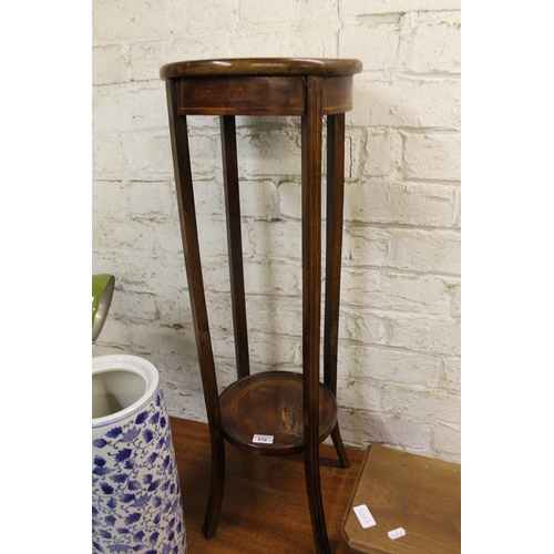 614 - Edwardian mahogany plant stand with satinwood inlay, 92cm.