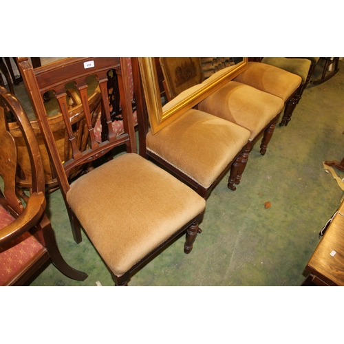 659 - Four Edwardian mahogany dining chairs.